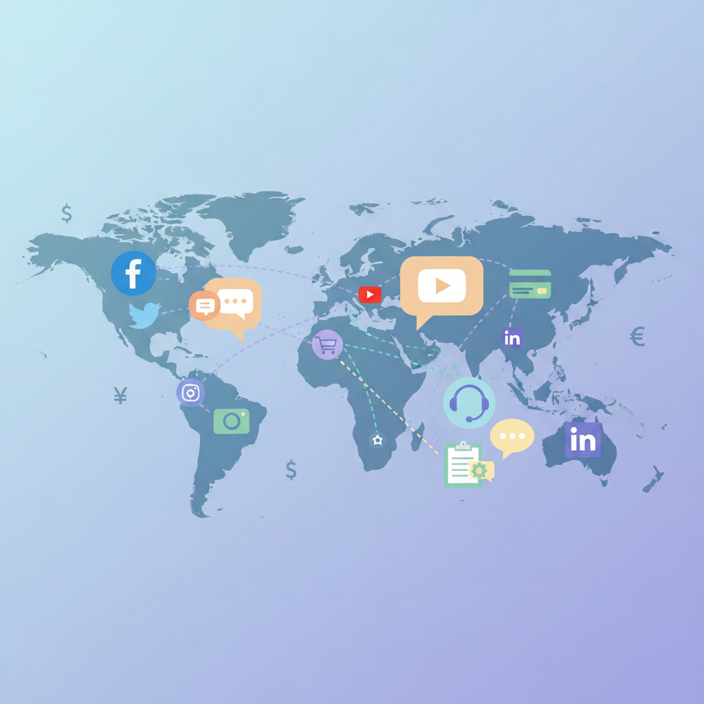 社媒私信与客服工具结合的跨境电商图示