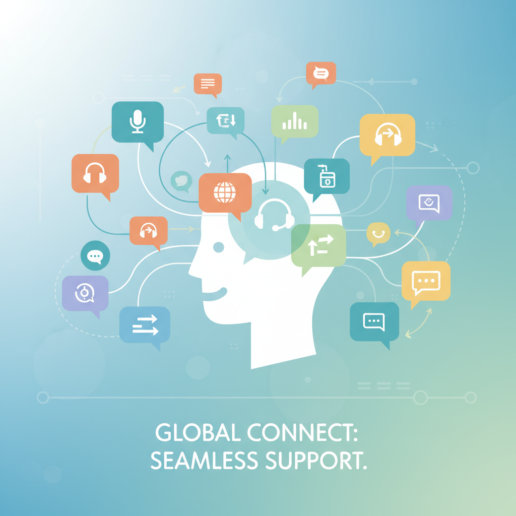 多语言沟通的抽象图，表现全球化客服