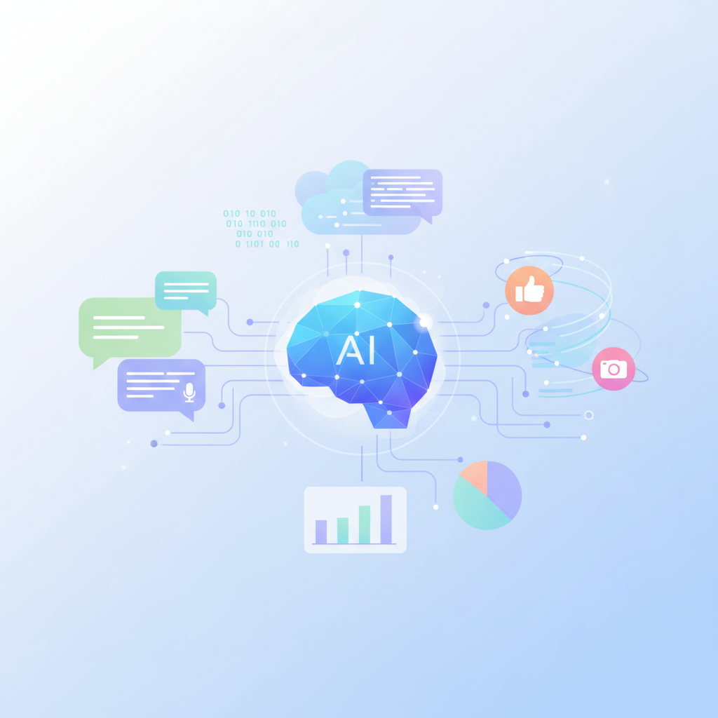 AI智能体管理多渠道客服的现代插图